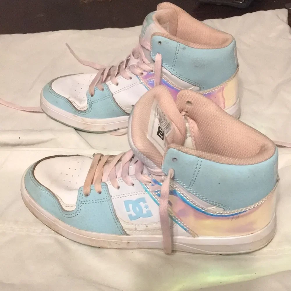 DC Kids' Blue and Pink High-Top Sneakers